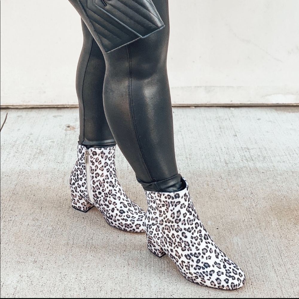White leopard booties